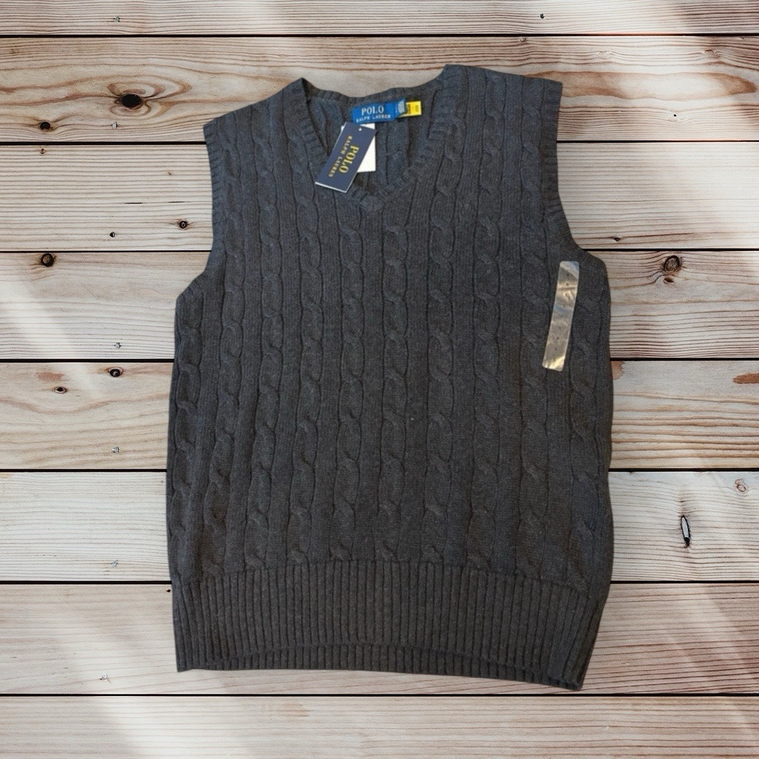 Polo Ralph Lauren Granite Grey Cable-Knit Sweater Vest S/M