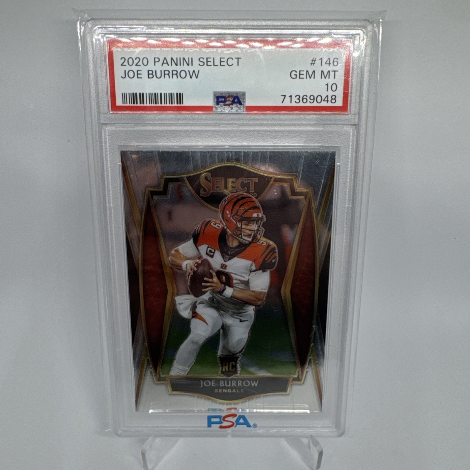 2020 Panini Select Premier Level Joe Burrow #146 Silver Prizm RC PSA 10