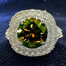 3.1 Ct Vvs1 Champagne Brown Round Moissanite Wedding Ring Sterling Silver Size 7