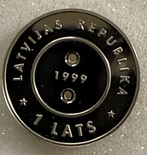 Latvia 1999 2000 Millennium 1 Lats Silver (.925) Commemorative “Button” Coin