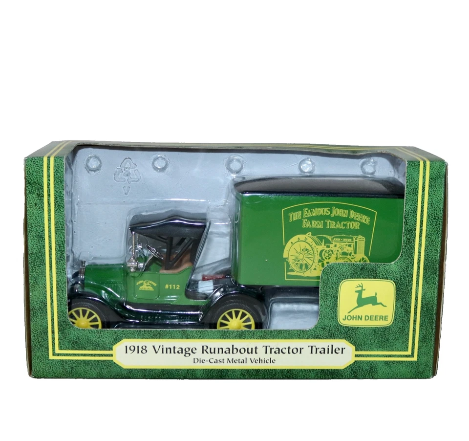 Ertl 1998 ~ John Deere 1918 Vintage Runabout Tractor Trailer ~ 1:25  Bank - Image 2 of 4