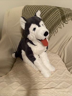 IKEA Livlig Siberian Husky Wolf Dog Plush  22  Stuffed Animal Toy Gray White 