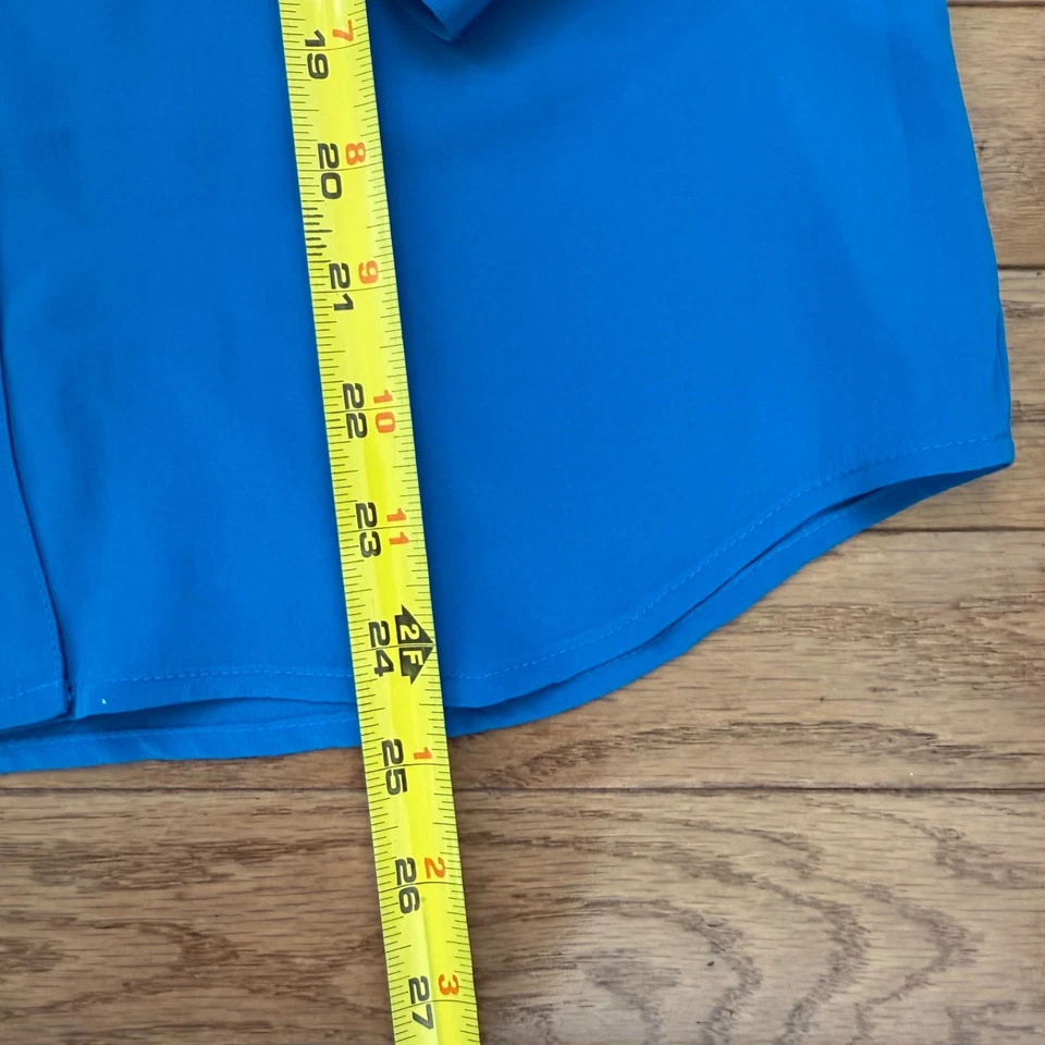 Vintage J. Camisa de vestir blusa top azul 100 % seda con botones talla 0 suave preppy Foto 4 de 4
