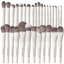 30 Pcs Pro Grade Makeup Brushes Set with Dense Ultra Soft Bristle White Elegan