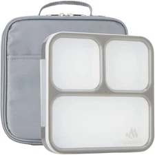 Flat Adult Bento Box Leak Proof & Microwavable Lunch Box w/Insulated Lunch Bag