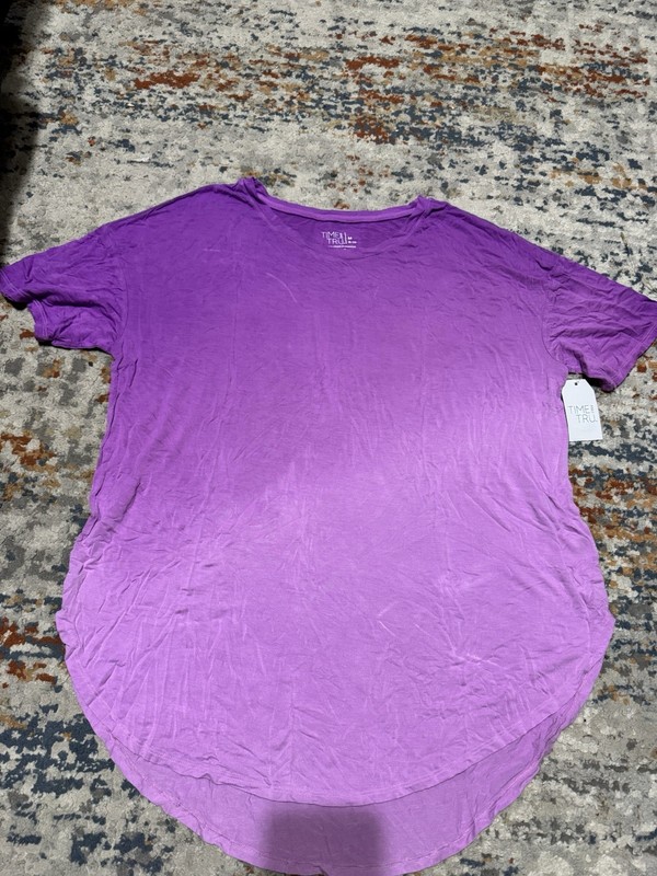 Time and Tru Lavender Scoop Hem Short Sleeve Top Purple Size M