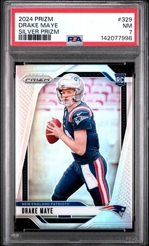 2024 Prizm Drake Maye RC Silver Rookie #329 Patriots PSA 7