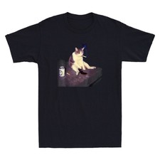 Cigarette Kitten Funny Smoking Cat Meme Stupid Brainrot Men's Black Navy T-Shirt