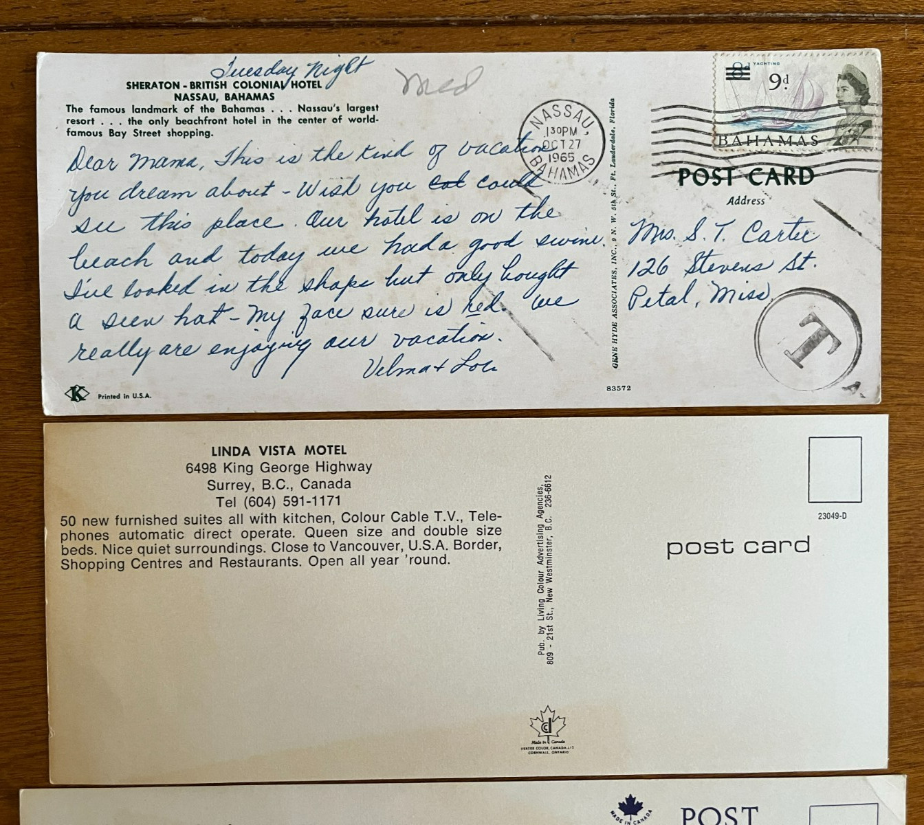 5) VINTAGE  HOTEL/INN/RESTAURANT  OVERSIZED  POSTCARDS  2 USED  OVER 8" x 3 1/2"