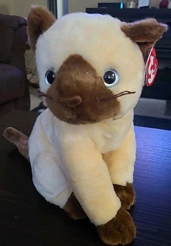 Vintage 2003 Ty Beanie Buddy Siam Tan & Brown Cat Plush MWMT'S in Tag Protecto