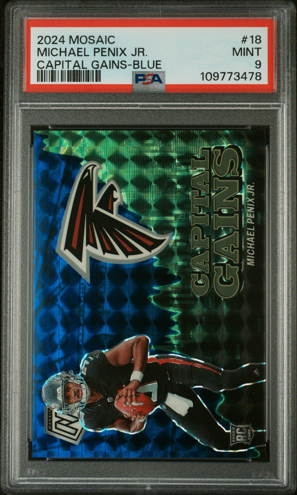 2024 Panini Mosaic Michael Penix Jr. #18 Capital Gains Blue /99 RC Psa 9 LOW POP