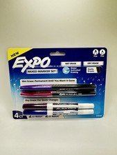Expo Mixed Marker Set Wet Erase  Dry Erase Fine Tip Markers 4 Count purple/blue