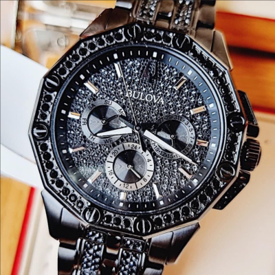Bulova Black and Silver Pavé Crystal Bracelet Watch BULOVA Womens Floating Crystals Dress Watch, Black Dial  main image 3