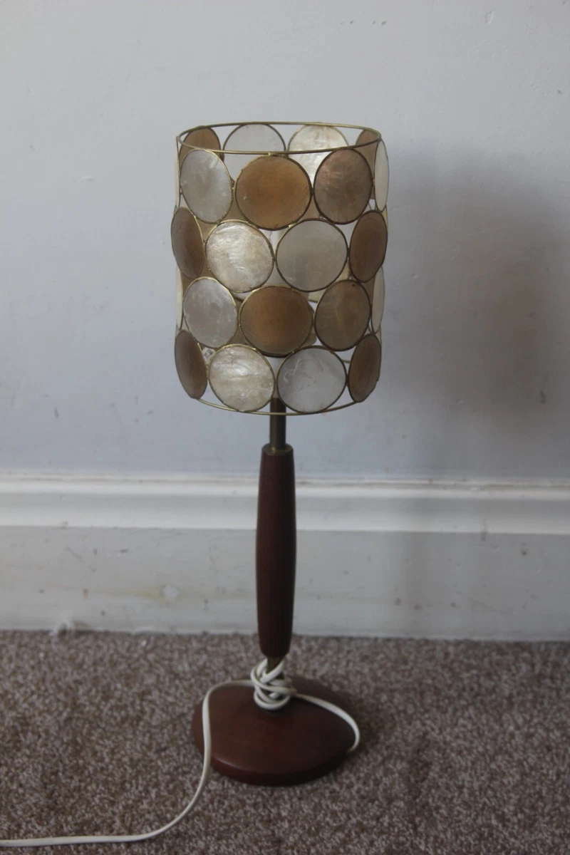 Cream Capiz Shell Table Lamp Lampshade Lightshade Retro Vintage Boho 50cm