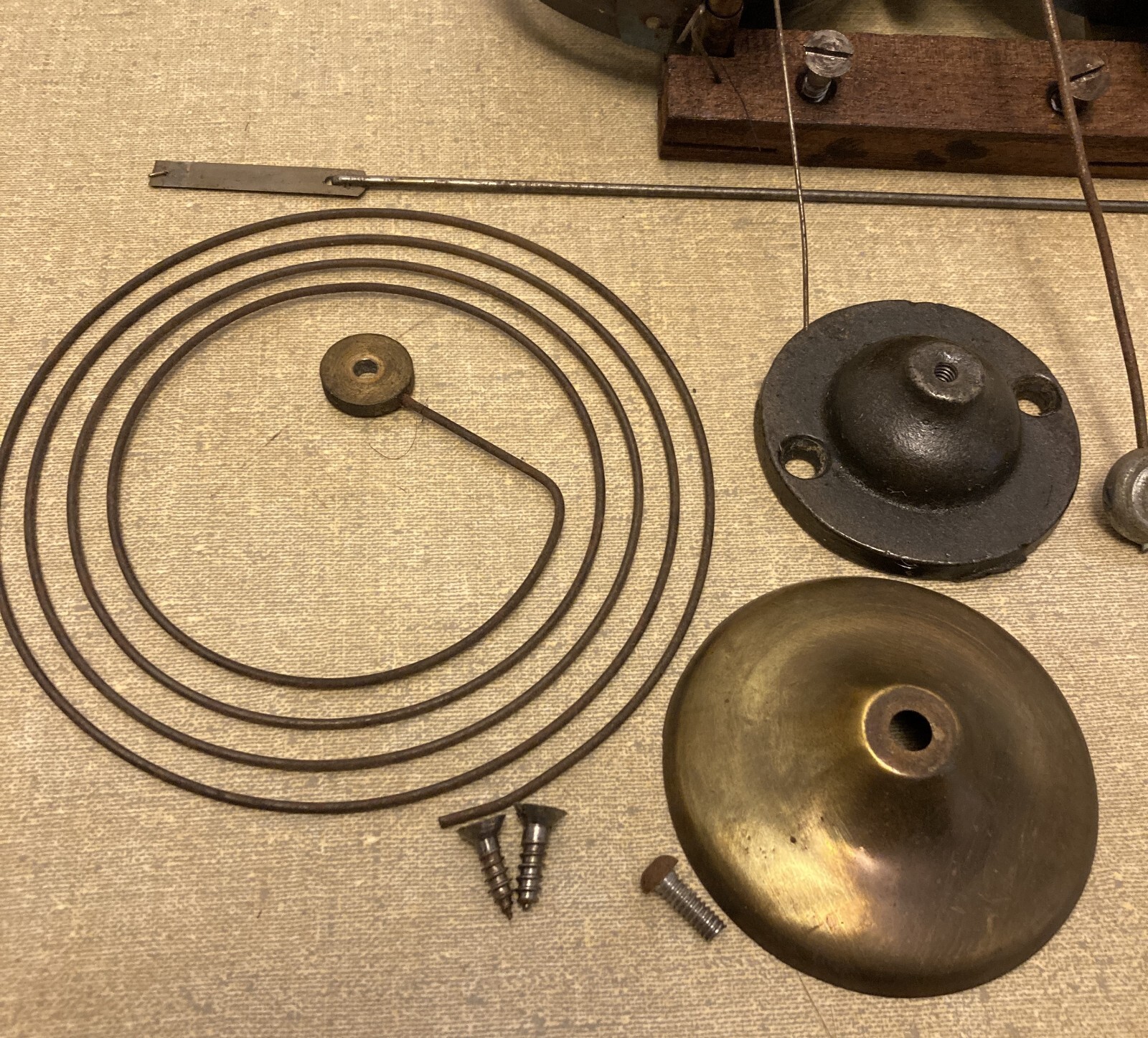 Antique New Haven School House Clock Movement w/Gong & Hands FOR PARTS