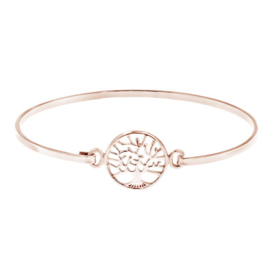 Mystical Tree Of Life  Sterling Silver Symbol Bangle Bracelet