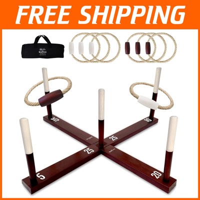 Extra Firm Rustic Ring Toss - 15 Games Included for Outdoor Gatherings
