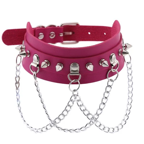 Punk Gothic Spike Rivit Choker Halsband PU Leder BDSM Halskette 16 Farben - Bild 20 von 36