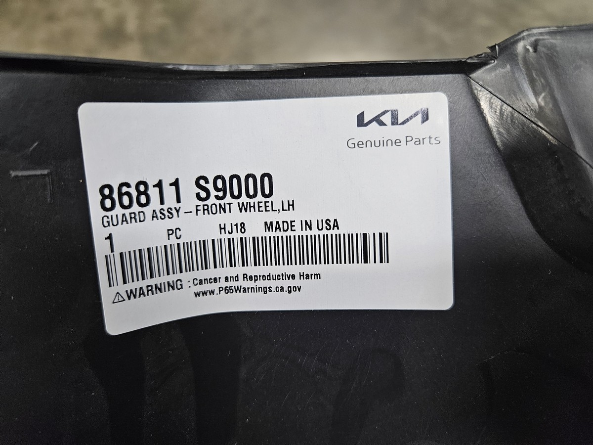 Genuine OEM Kia 86811 S9000 Driver LH Front Fender Liner 2020-2024