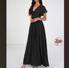 AZAZIE black short sleeve lace bridesmaid dress