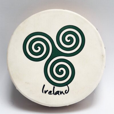 Bodhran 8'' with Beater, Koda Irish Drum, NEWGRANGE SWIRL GREEN
