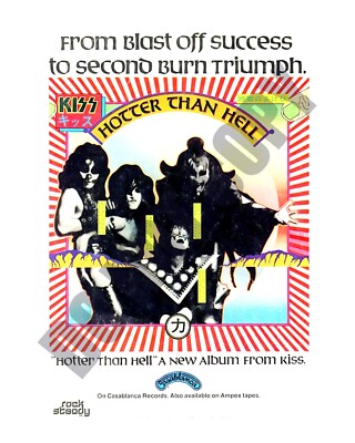 1974 KISS Hotter Than Hell Album Record Newspaper Magazine Ad 8x10 Photo