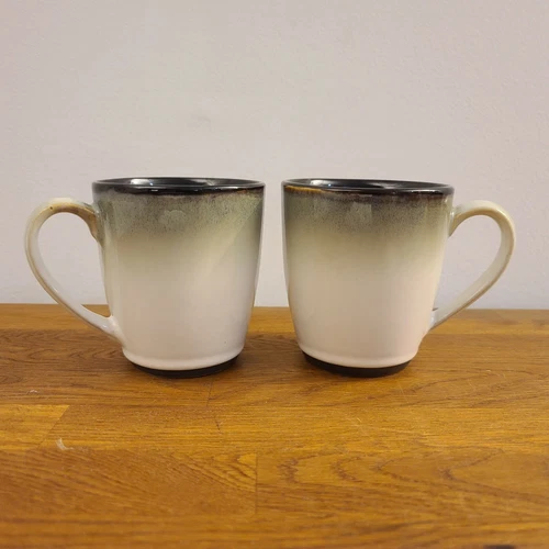 Set of 2 Sango Nova Black 4932 4" Coffee Cups/Mugs