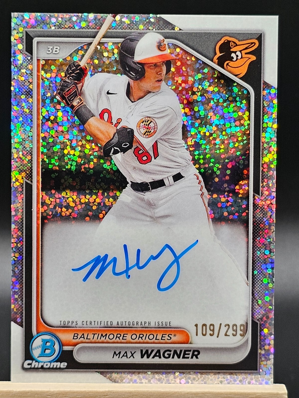 2024 Bowman Baseball Chrome Max Wagner SPECKLE AUTO 109/299 Orioles #CPA-MW