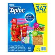 Ziploc 347 Variety Total Bags, 347 Pack, Piece Assortment, NO SHIP TO CA