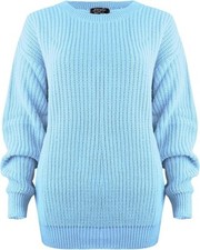 Women Ladies Chunky Knitted Crew Neck Oversized Fisherman Jumper Sweater Top New