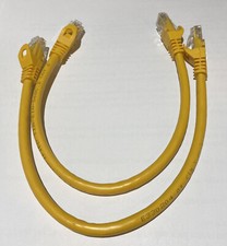 Lot of 2  Cat. 6 Cable 1 ft Yellow Snagfree Cable Cord