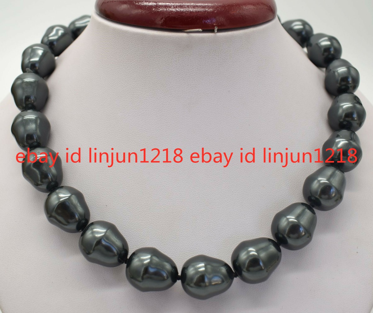 18" Huge 20mm AAA+ South Sea Purple Baroque Shell Pearl Necklace - Fashion Choker