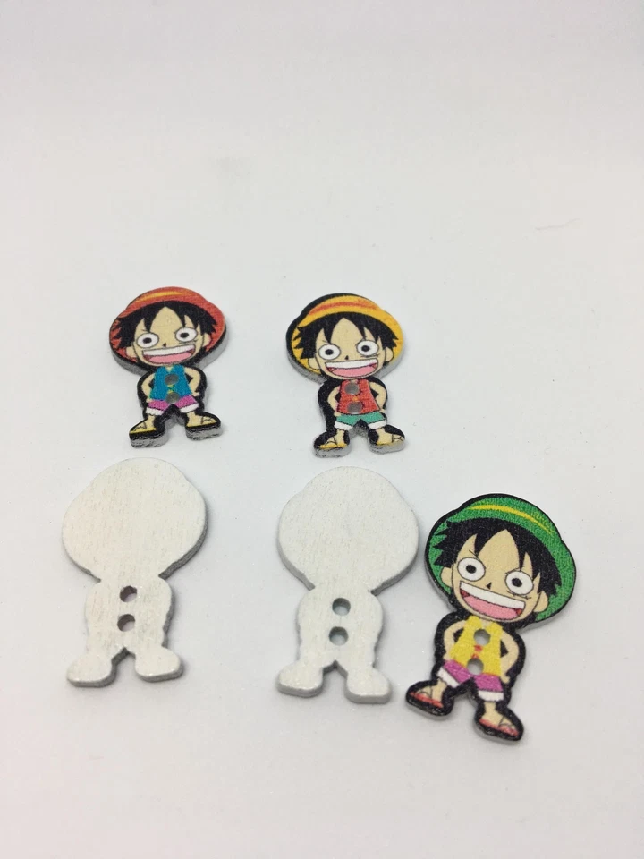 10 bouton 30x18mm enfant bébé bois personnage couture scrapbooking mercerie art - Photo 2/2