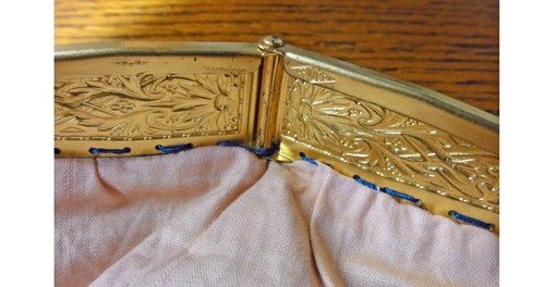 Antique Jemco Tapestry Carpet Bag Handbag Purse Brass Frame Pat Applied For - Picture 9 of 10