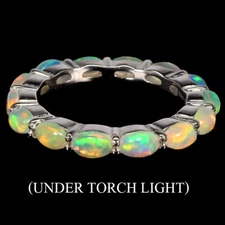 925 Sterling Silver Ring Oval Fire Opal Natural Gemstone Jewelry