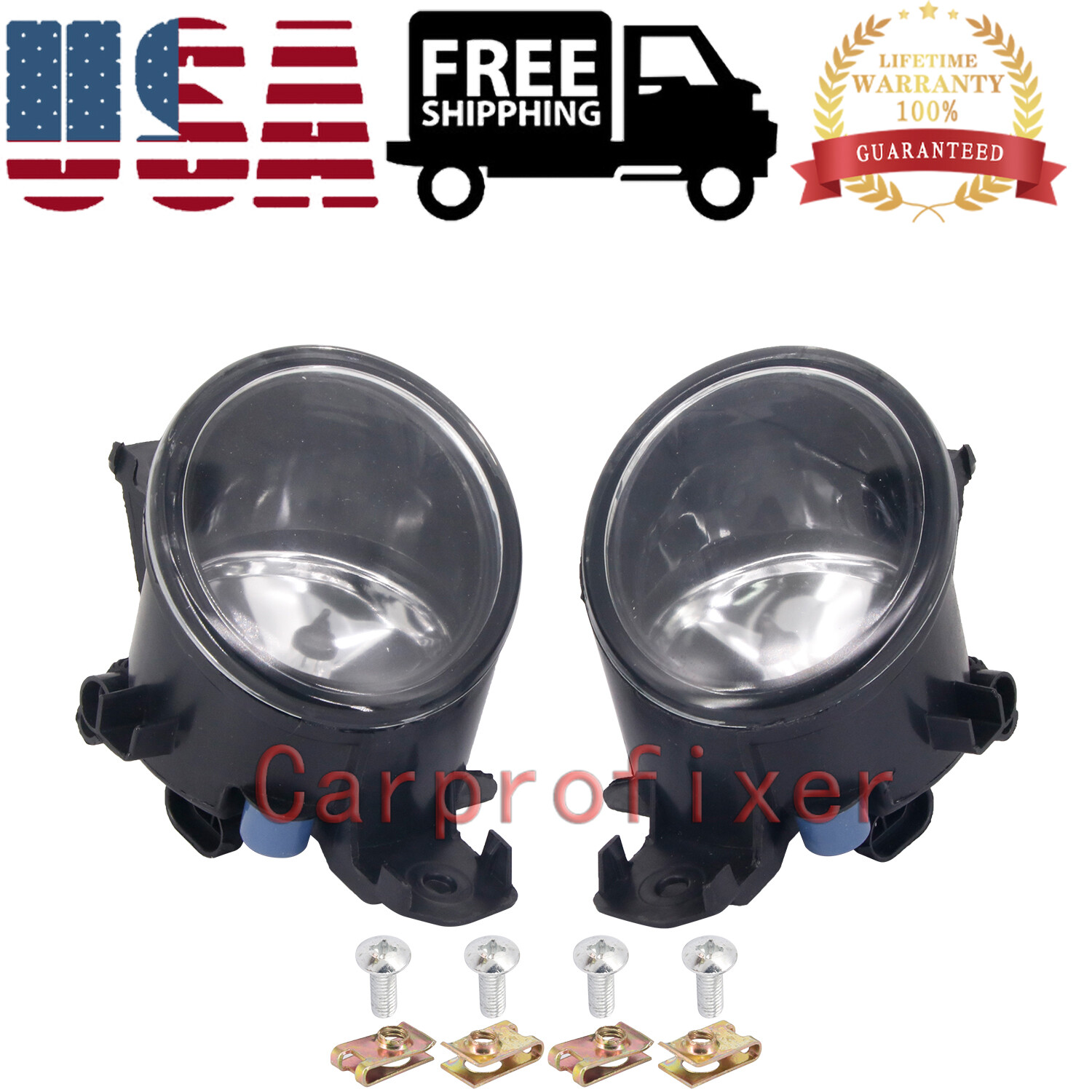 26155-89927 2x Clear Lens Fog Lights Bumper Lamps For Nissan Sentra Altima Rogue