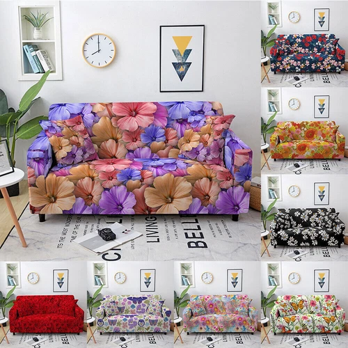 Stretch Blumen Sofabezug Wohnzimmer Blumen Schonbezug Couchbezüge 1-4 Sitzer - Bild 1 von 32