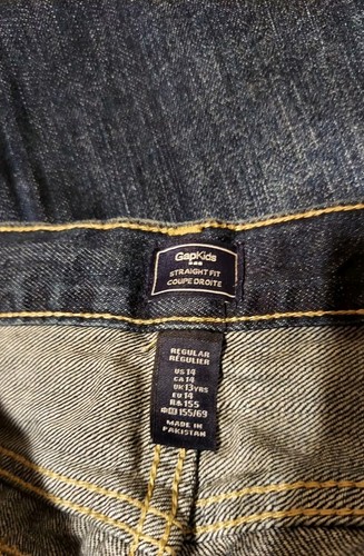 Nwts Gap Kids Boy's Size 14 Regular Straight Fit Adj Waist Blue Denim Jeans - Picture 9 of 9