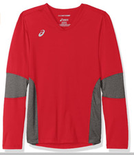 ASICS Unisex Jr. Decoy Long Sleeve Size Large Red/Heather Grey NWT