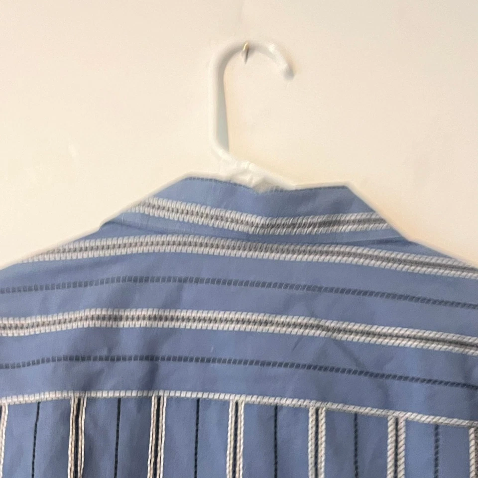 Camisa Claiborne Para Hombre Talla XL Gris Rayas Western Manga Larga Cuello Abotonado Foto 4 de 4