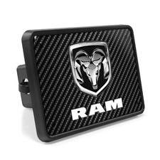RAM Hitch Covers RAM UV Graphic Carbon Fiber Look Metal Plate on ABS Plastic Tow Hitch Cover