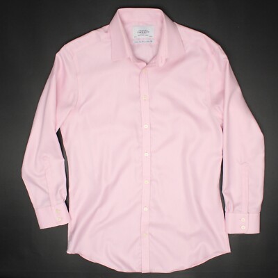 Charles Tyrwhitt Mens Shirt 16/32 Extra Slim Fit Pink Woven Button