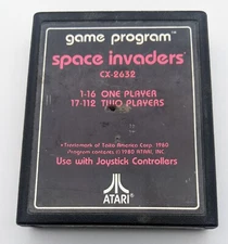 Space Invaders Atari 2600 Black Cartridge Text Label Vintage 1980s