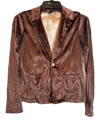 Knitworks Kids Velvet Jacket Blazer Girls Size M Brown 1 Button Dressy Holiday