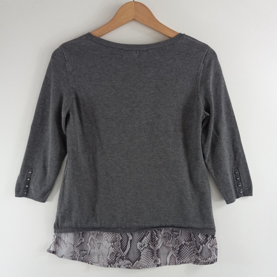 White House Black Market Top Shirt Women's Size Small Gray Black