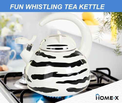 NEW!! Home-X Vintage Style Cat Tea Kettle, Whistling, Stovetop, 1.9 Qt image