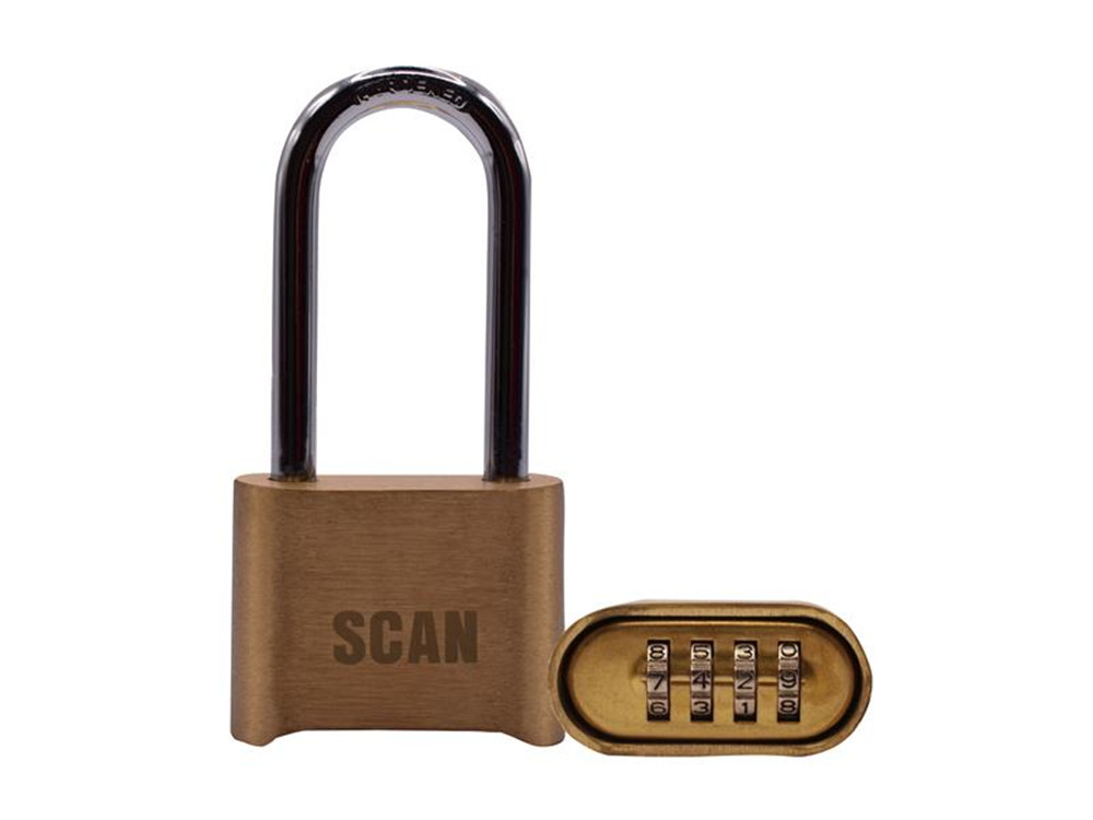 Scan SCAPLBCOMLS Brass Combination Padlock 50 Long Shackle SCAPLBCOMLS |