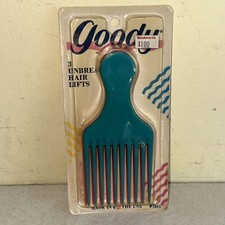 Vintage 1989 GOODY unbreakable Hair Lift 3 Picks /Combs NOS Multi Color 7211