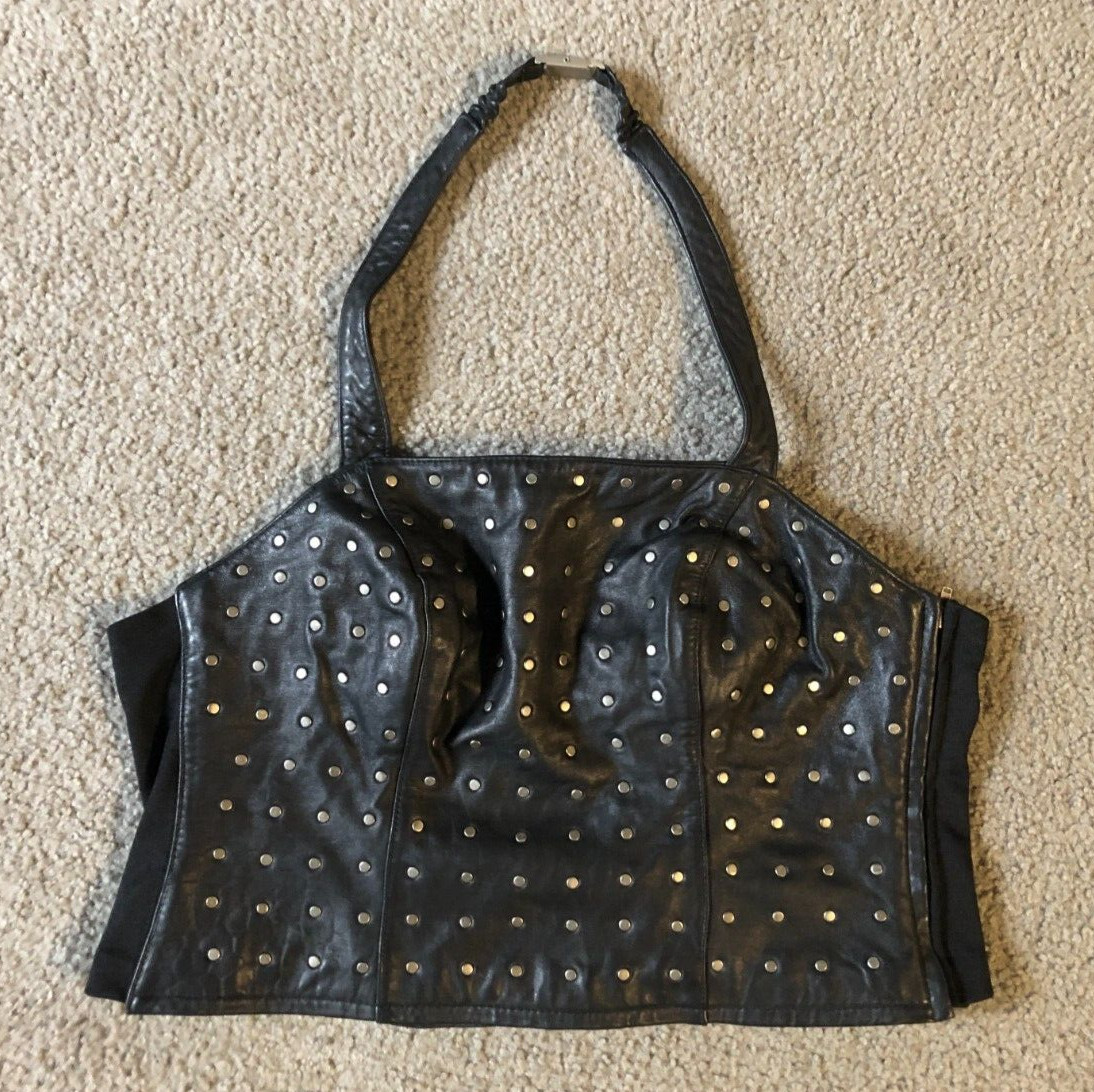 Black Boot-stitch Vintage Studded Halter main image 1