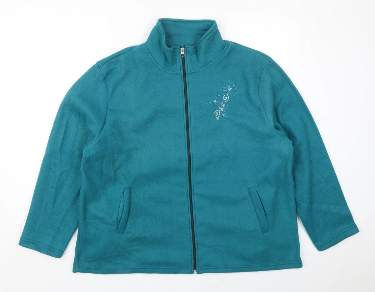 Anne De Lancay Womens Blue Jacket Size XL Zip Flower eBay